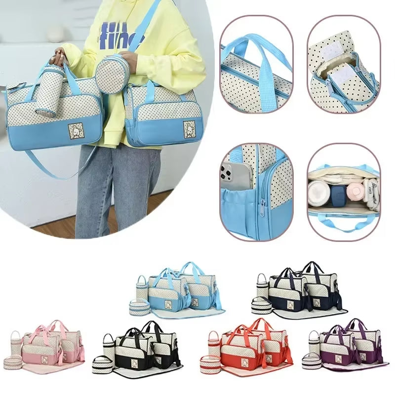 5Pcs/Set Large Capacity Baby Bag for Mom Travel Stroller Organizer Baby Diaper Bag Mummy Maternity Newborn Accessories Bag
