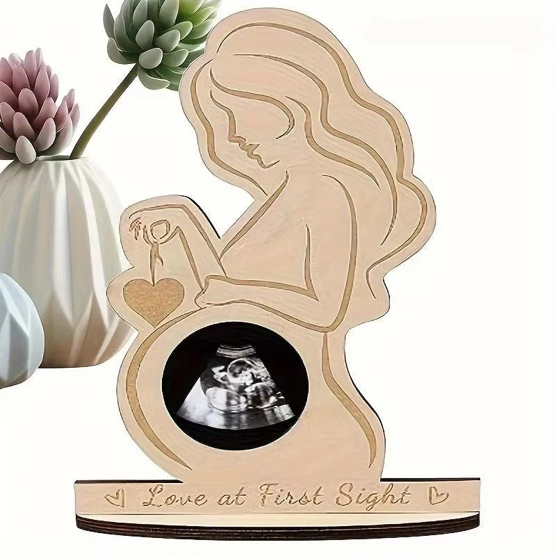 Baby Ultrasound Photo Frame Wood Infant Sonogram Frame Pregnant Mother Souvenir Ornament Gift to Expectant Mother