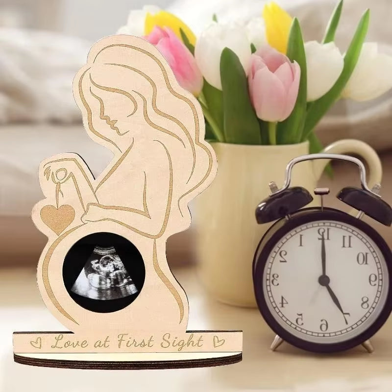 Baby Ultrasound Photo Frame Wood Infant Sonogram Frame Pregnant Mother Souvenir Ornament Gift to Expectant Mother