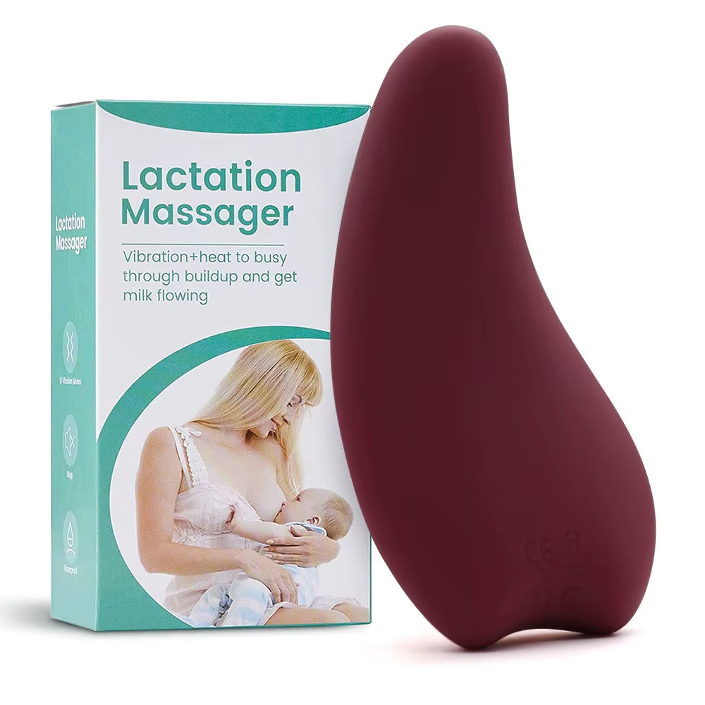 Warming Lactation Massager Soft Silicone Breast Massager for Breastfeeding Heat + Vibration for Clogged Ducts Improved Postpartu