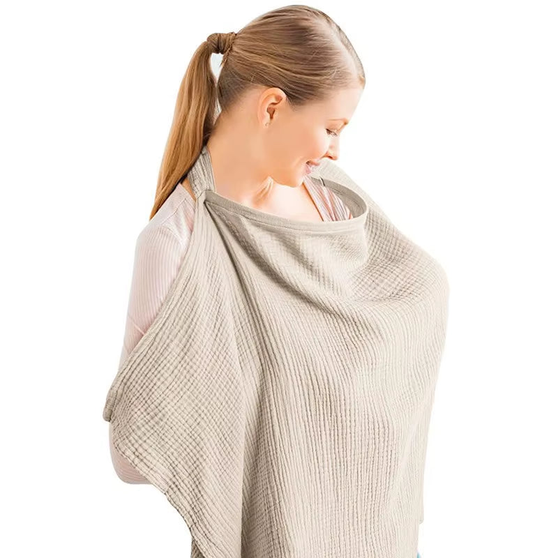 Soft 100% Cotton Breathable Nursing Covers Muslin Nursing Cover Apron for Mom Privacy Breastfeeding Stroller Cover Accessories