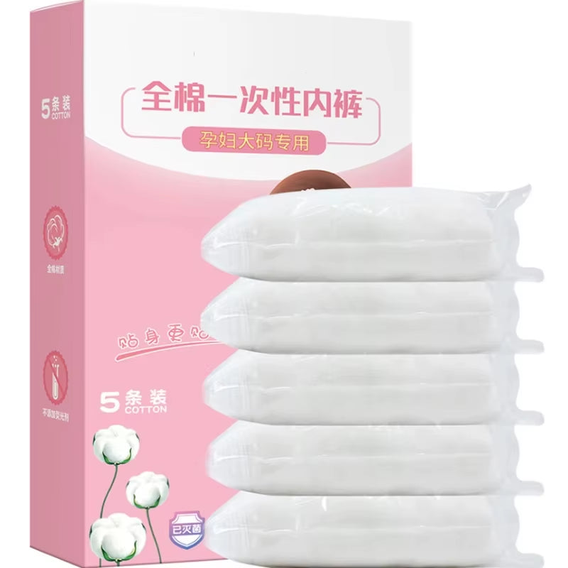5Pcs/Lot Disposable Underwear Pregnant Panties Cotton Postpartum Underpants plus Size for Big Women 2XL to 6XL