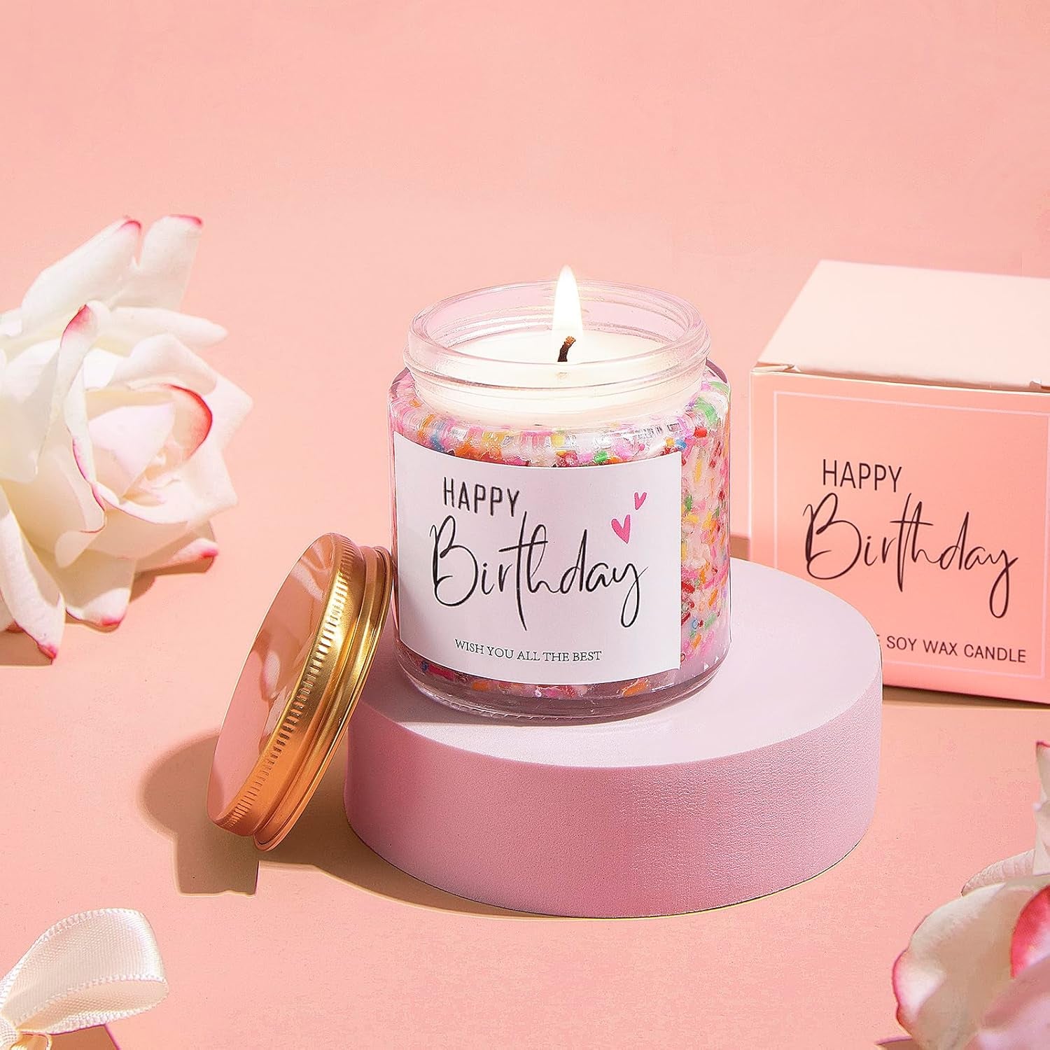 Happy Birthday Gifts: Rose Basket for Women - Friend, Daughter, Sister, Coworker - Bath Spa Gifts Set & Self Care Box