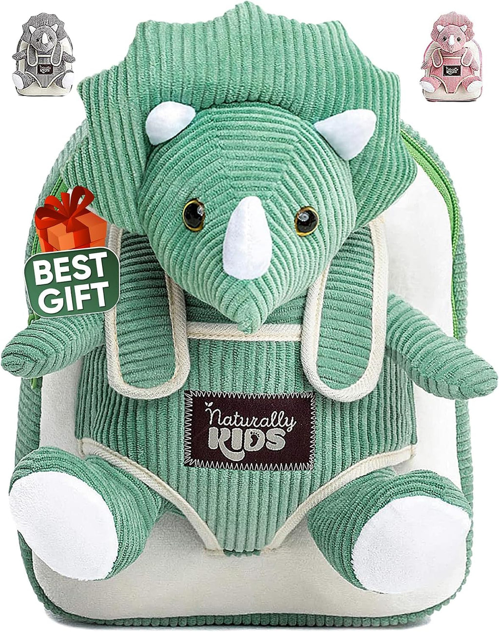 Green Triceratops Plush Stuffed Animal, Dinosaur Gifts for Kids 3-5, Dinosaur Backpack, Toddler Backpack for Boys, Girl