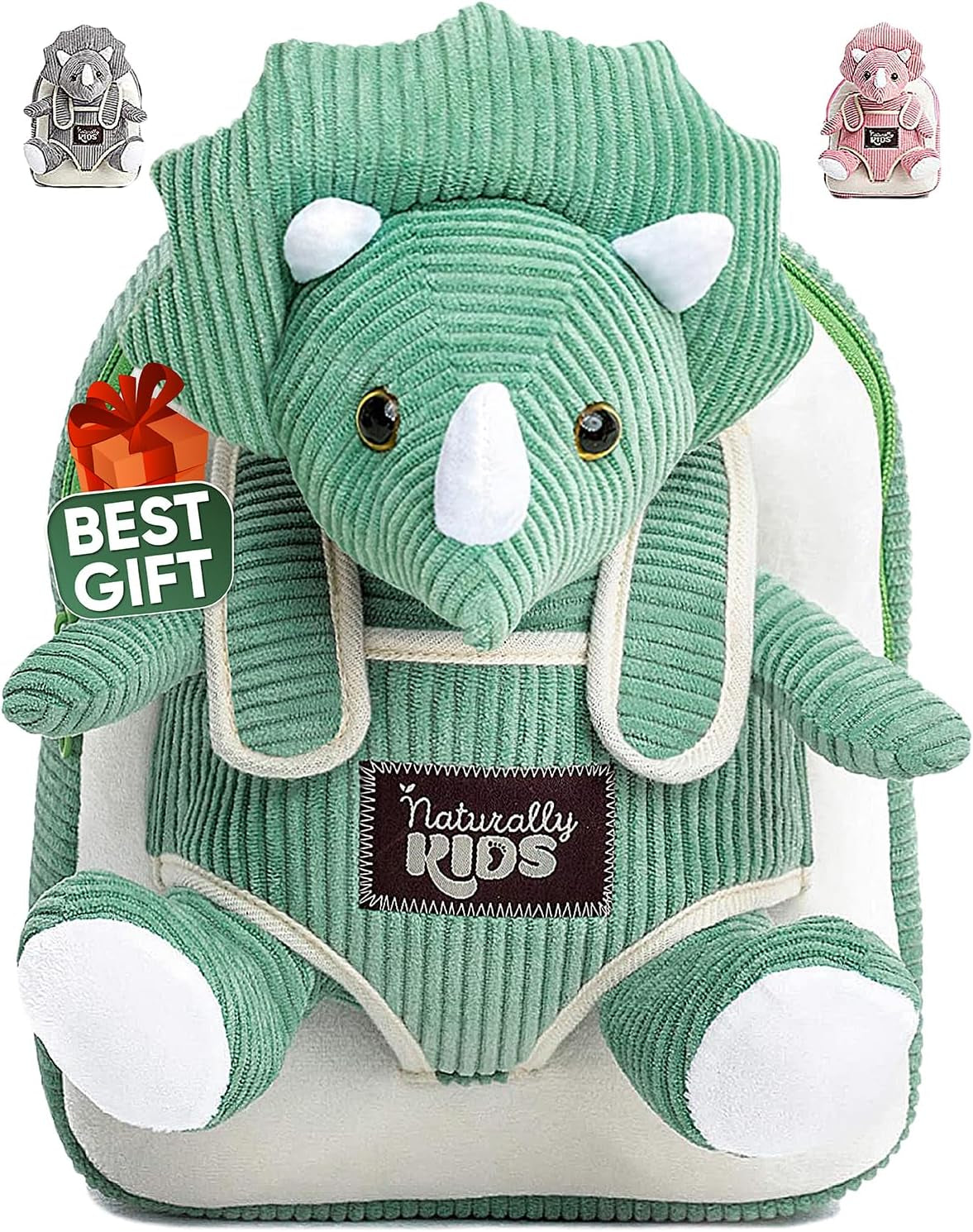 Green Triceratops Plush Stuffed Animal, Dinosaur Gifts for Kids 3-5, Dinosaur Backpack, Toddler Backpack for Boys, Girl