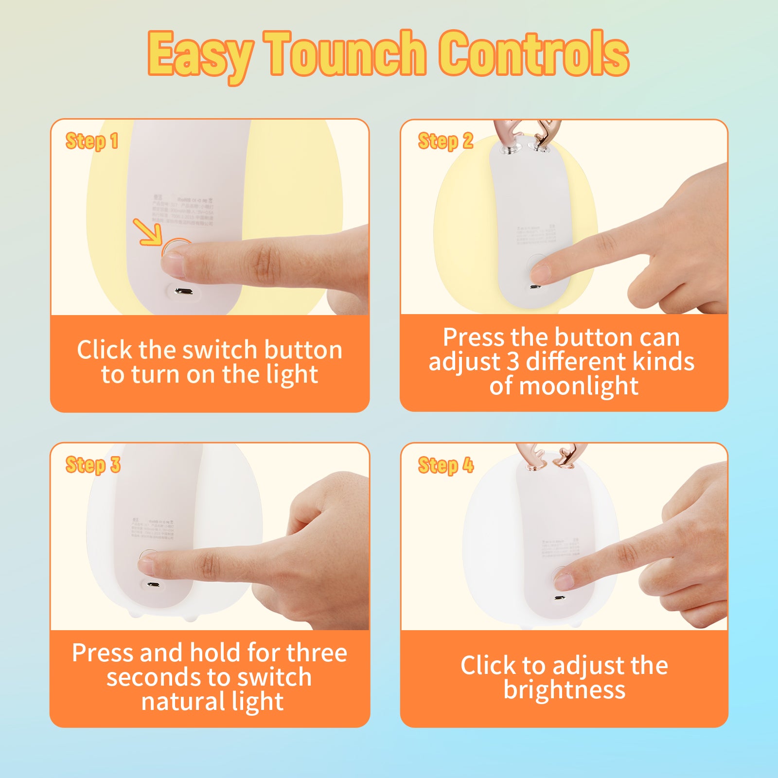 Baby Feeding, Adjustable, Creative, Rabbit, Elk Light, Silicone Light, Touch Light, Clap Light, Small Electric Light, Ambient Light, Night Light