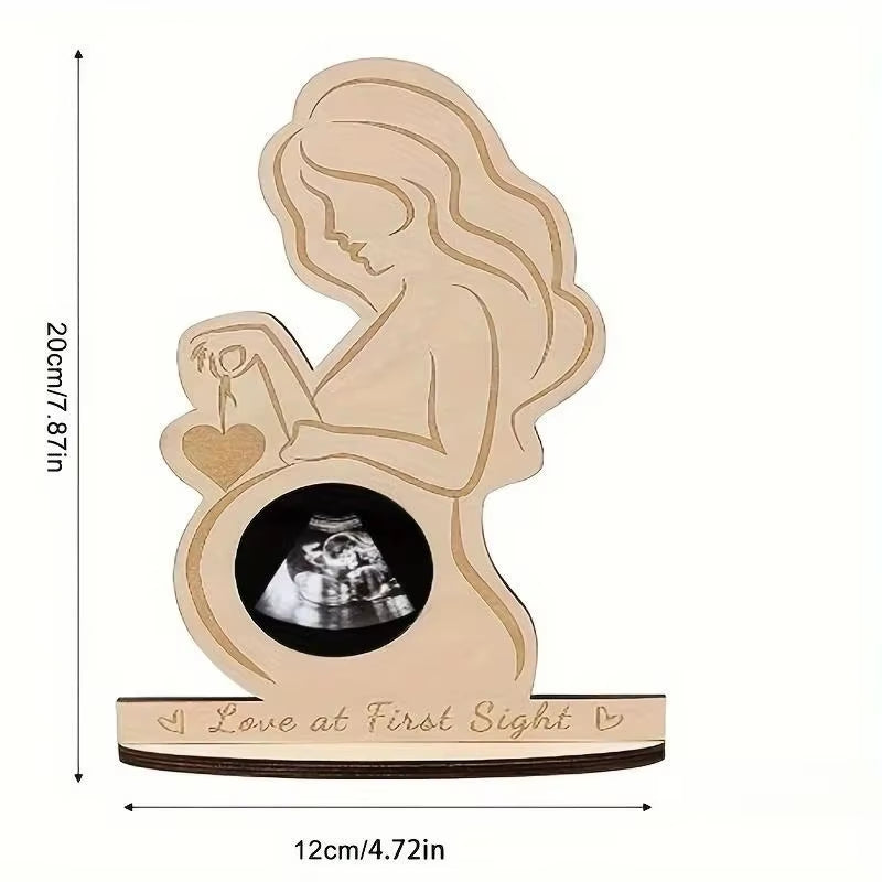 Baby Ultrasound Photo Frame Wood Infant Sonogram Frame Pregnant Mother Souvenir Ornament Gift to Expectant Mother