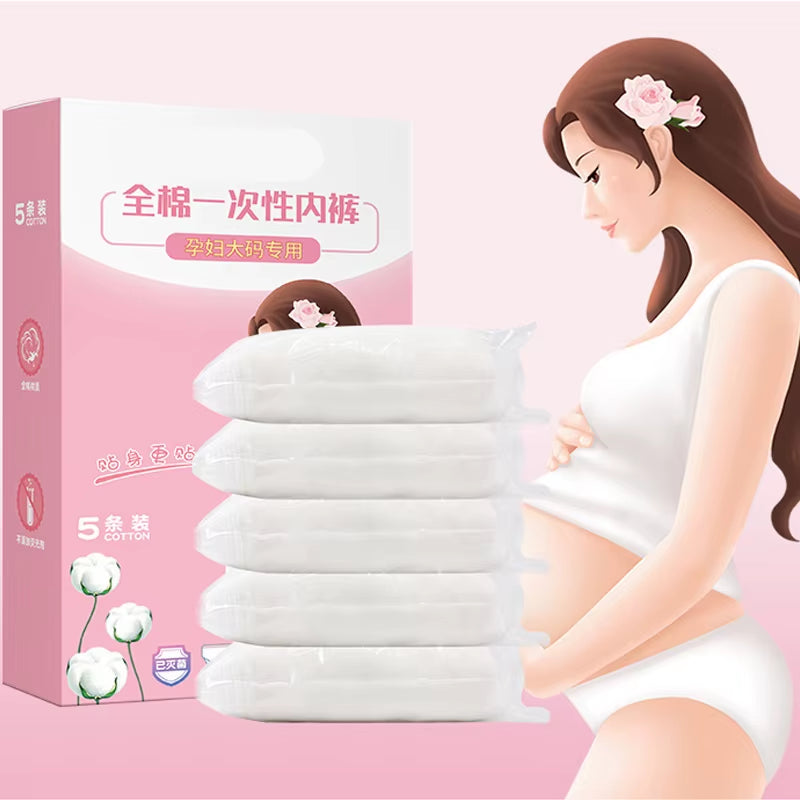 5Pcs/Lot Disposable Underwear Pregnant Panties Cotton Postpartum Underpants plus Size for Big Women 2XL to 6XL