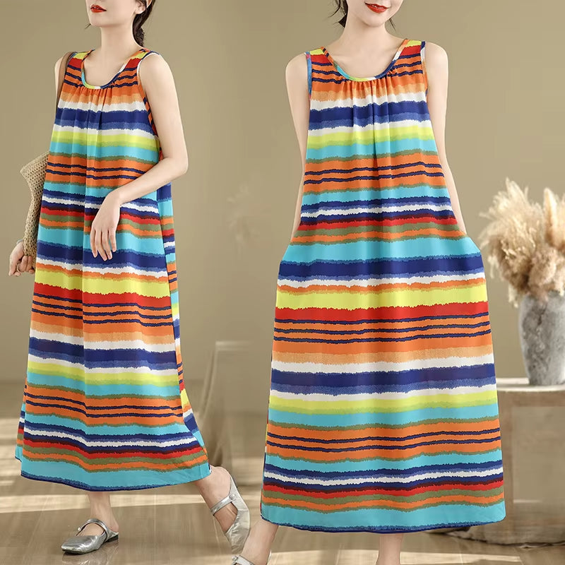 South Korea'S 2025 Summer Pregnant Women Sleeveless Photography Dress Large Polka Dot Maternity Sundress Tank Dress Vest Dresses