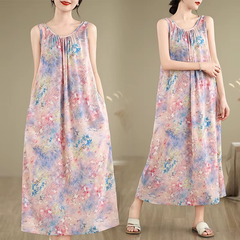 South Korea'S 2025 Summer Pregnant Women Sleeveless Photography Dress Large Polka Dot Maternity Sundress Tank Dress Vest Dresses