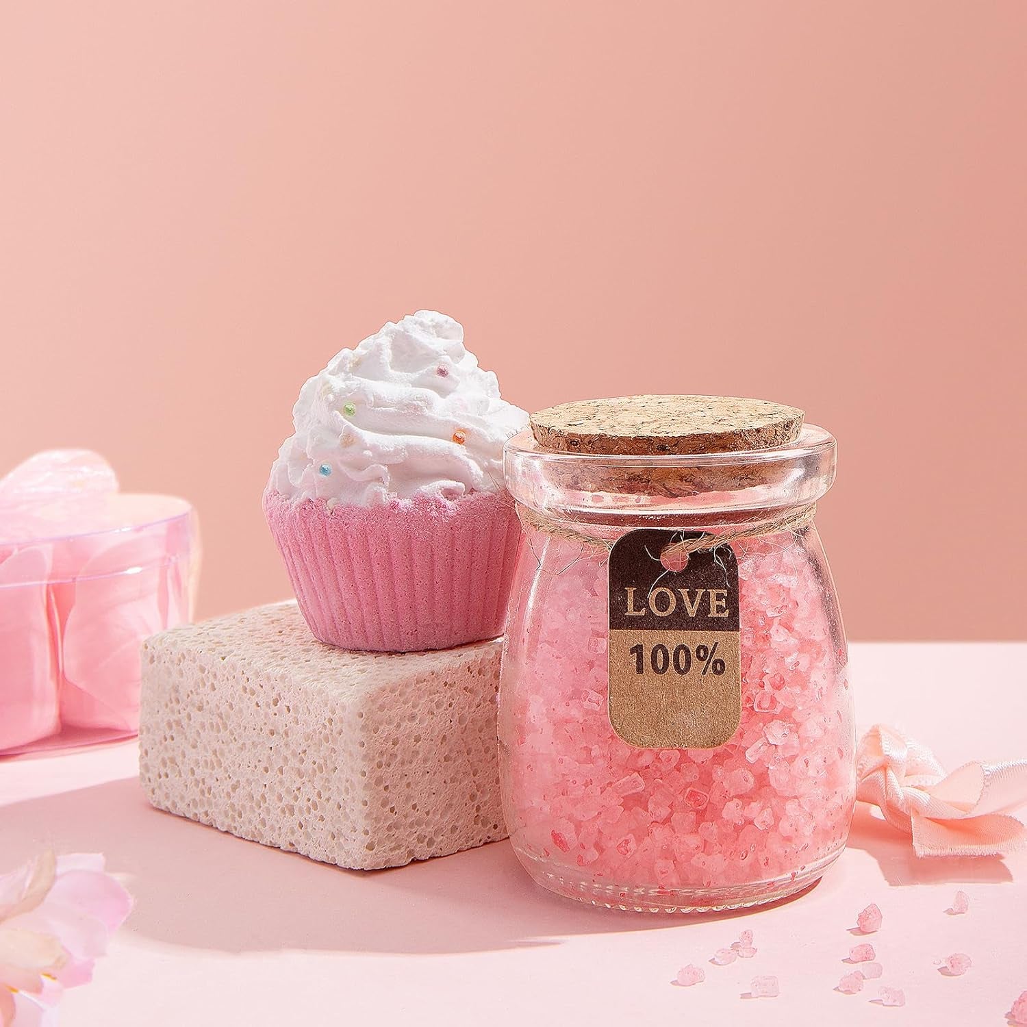 Happy Birthday Gifts: Rose Basket for Women - Friend, Daughter, Sister, Coworker - Bath Spa Gifts Set & Self Care Box