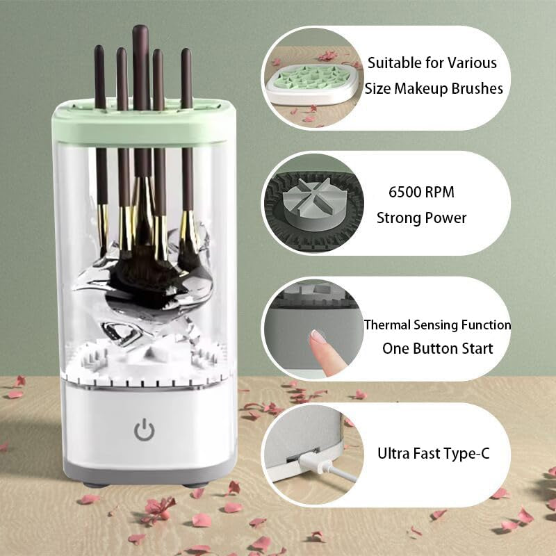 Ultra-Fast Electric Makeup Brush Cleaner - Automatic Deep Cleanser for All Brush Sizes, Energy Saving & Quick Drying