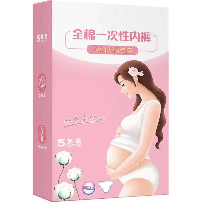 5Pcs/Lot Disposable Underwear Pregnant Panties Cotton Postpartum Underpants plus Size for Big Women 2XL to 6XL