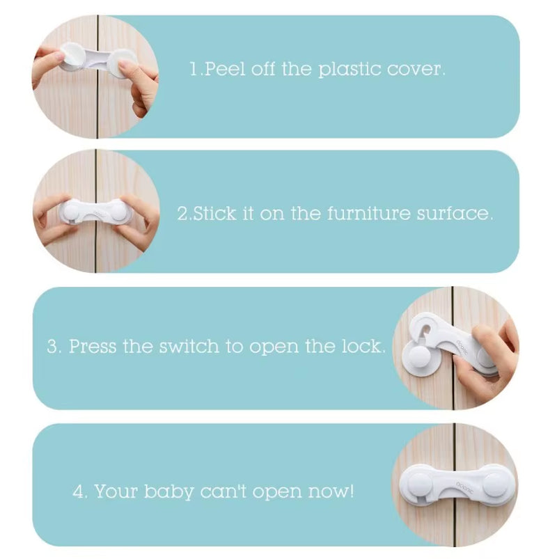Baby Proof Cabinet Latches / Cabinet Drawer Door Fridge Blockers Lock / Child Proof Cabinet Locks for Kitchen
