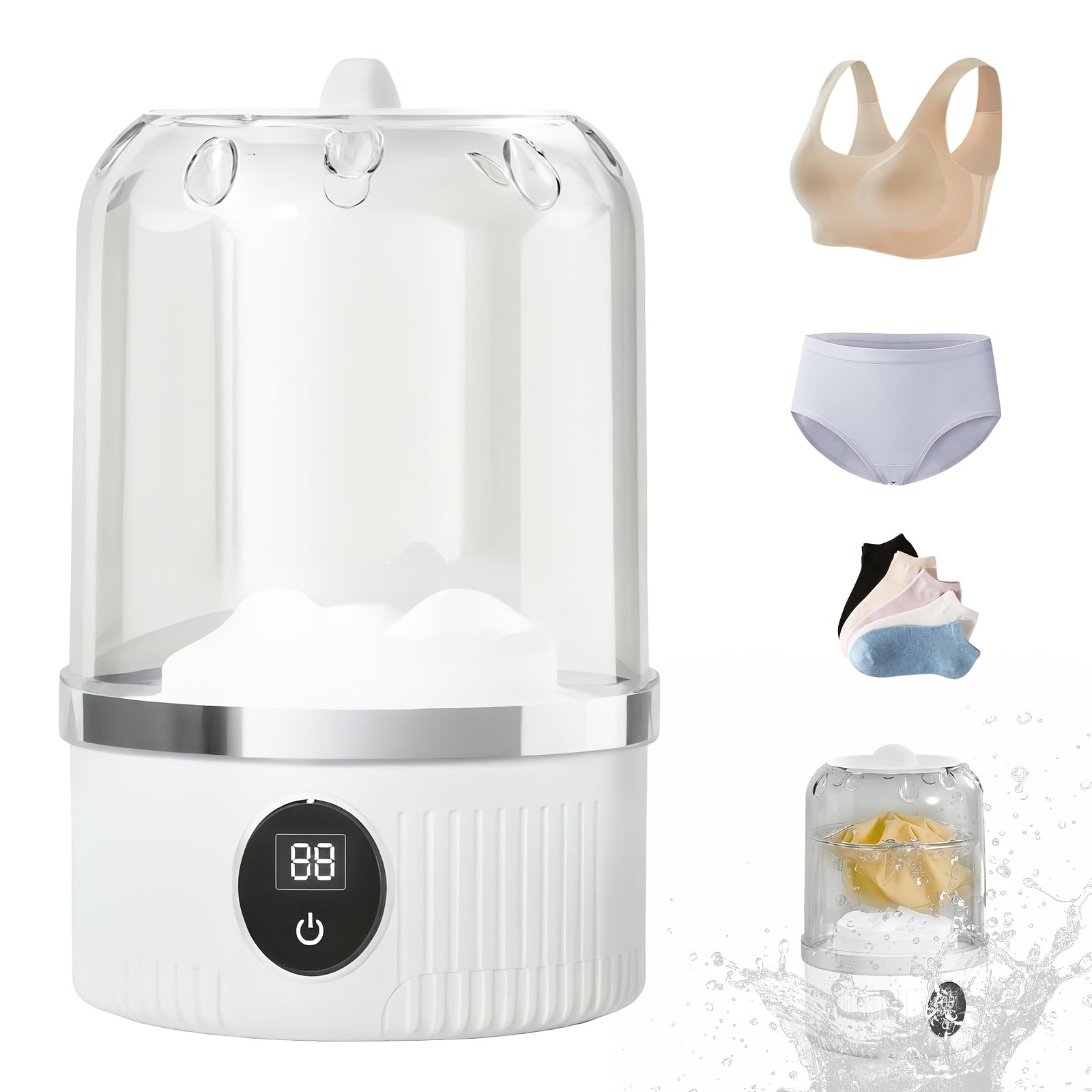 Portable Mini Underwear Washer – Rechargeable Cordless Laundry Cup for Bras, Socks & Small Items