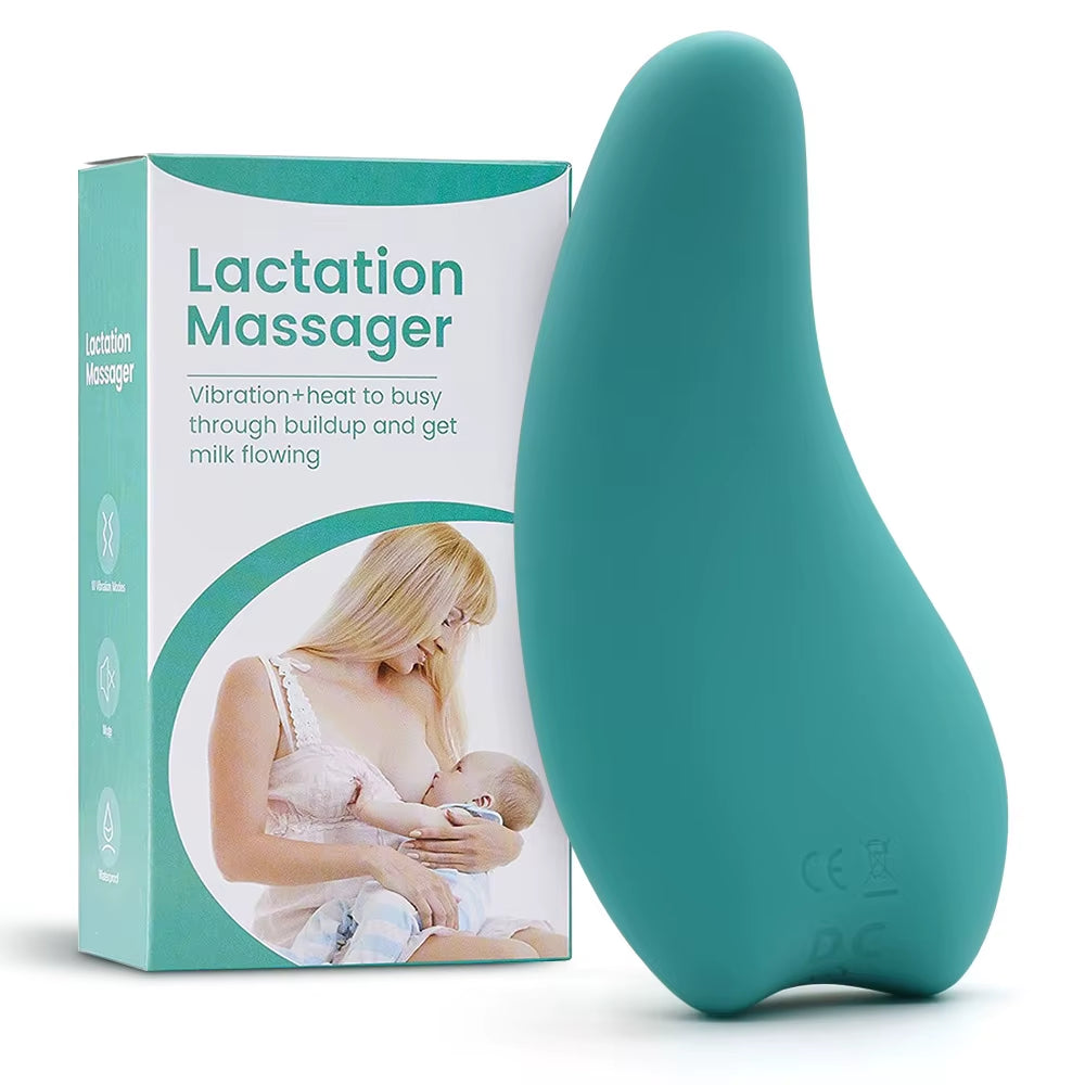 Warming Lactation Massager Soft Silicone Breast Massager for Breastfeeding Heat + Vibration for Clogged Ducts Improved Postpartu