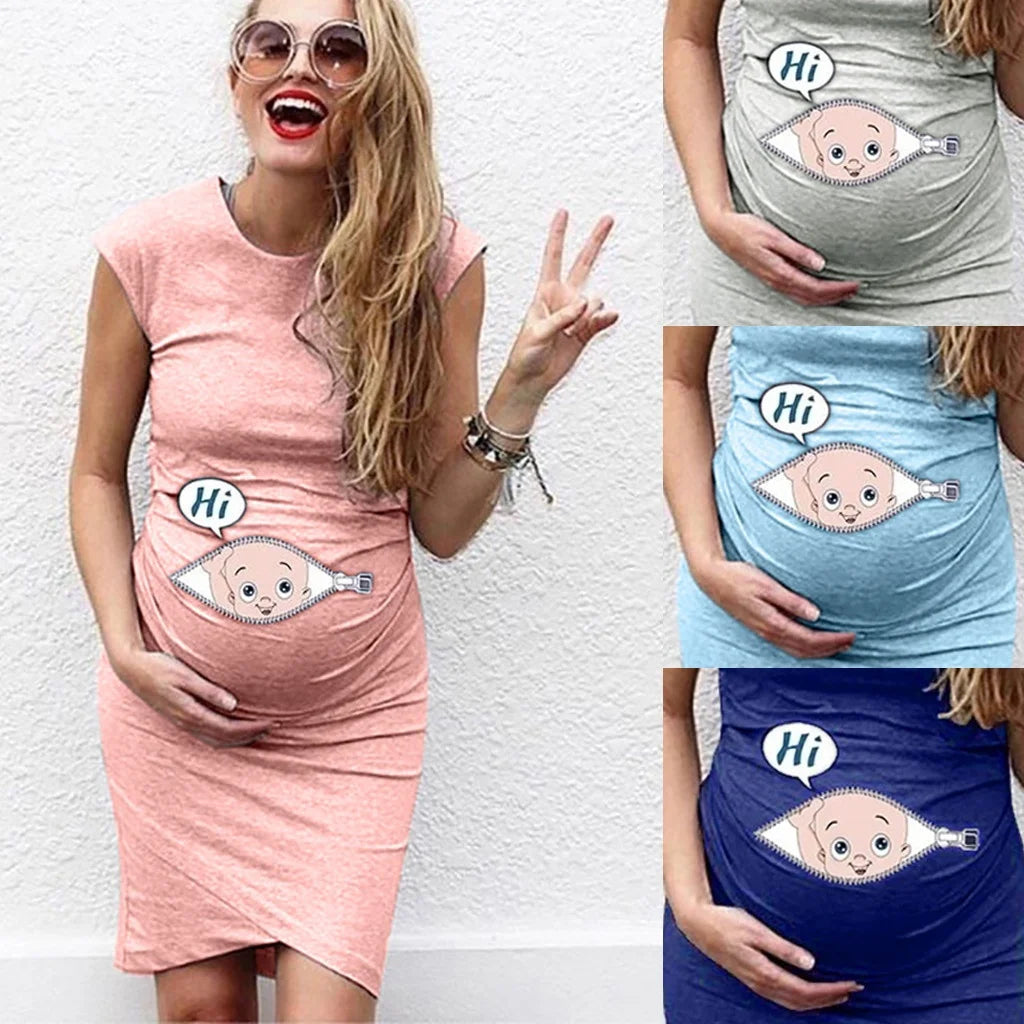 Cute Maternity Dress Loose Casual Dress Women Maternity Clothes plus Size Pregnant Woman Maternity Dress