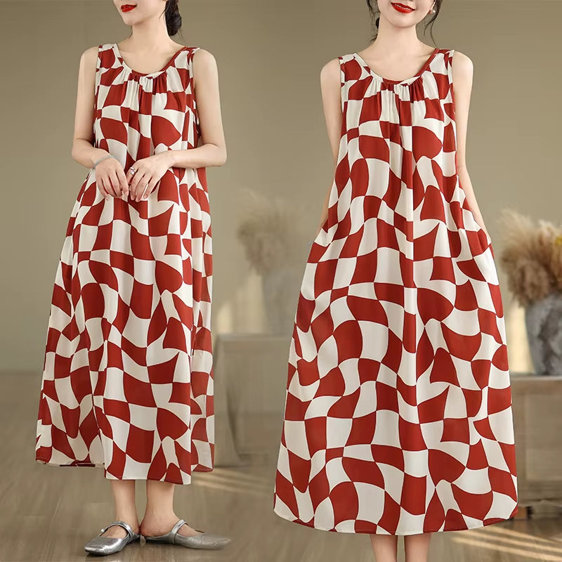 South Korea'S 2025 Summer Pregnant Women Sleeveless Photography Dress Large Polka Dot Maternity Sundress Tank Dress Vest Dresses
